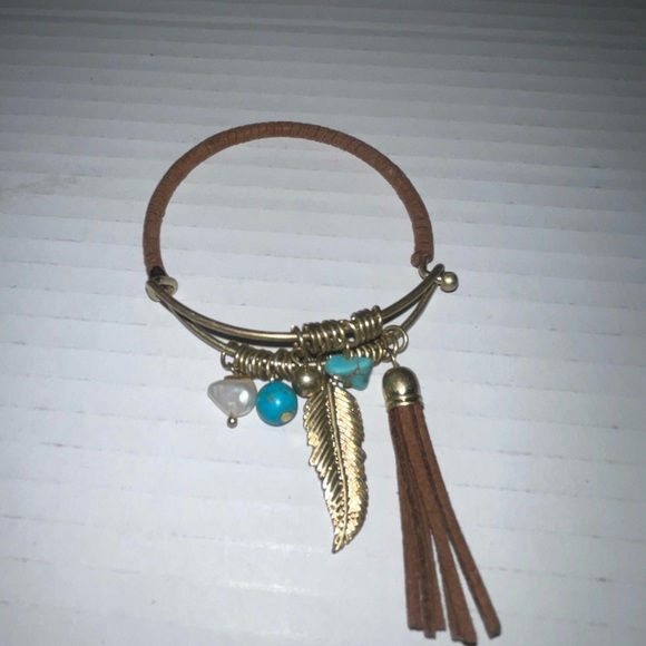 Brown & turquoise charm Bracelet - Picture 3 of 6